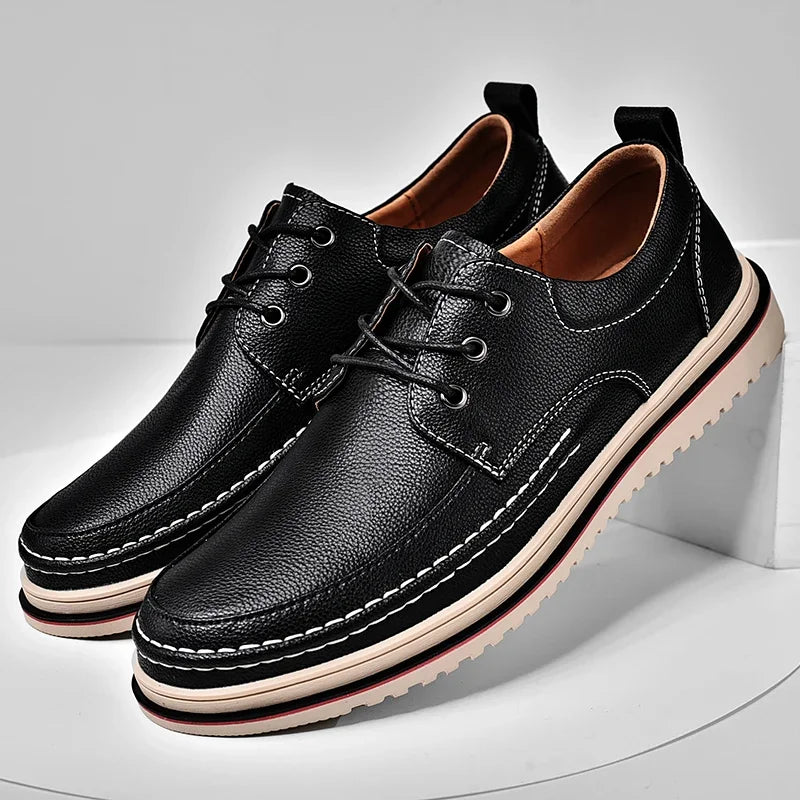 Leather Men Oxfords Shoes Handmade Italian Mens Casual Shoes  Brand Leisure Male Loafers Pi-Mart