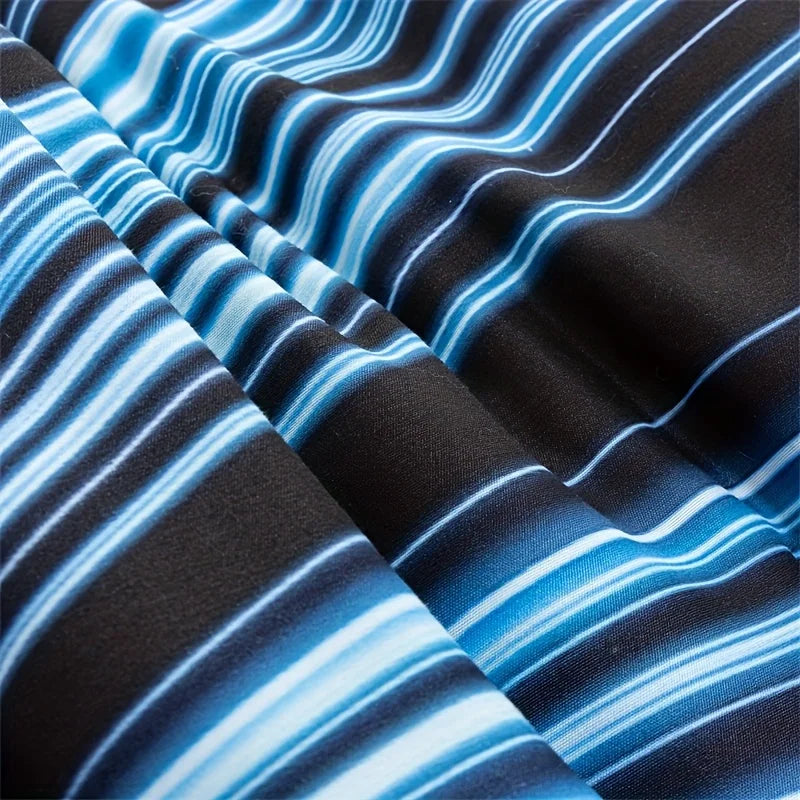 3pcs Duvet Cover Set  blue and Black 3D Bedding Cover, Men Women Adults Bedroom Decor Comfortable and soft fabric no pillow core Pi-Mart