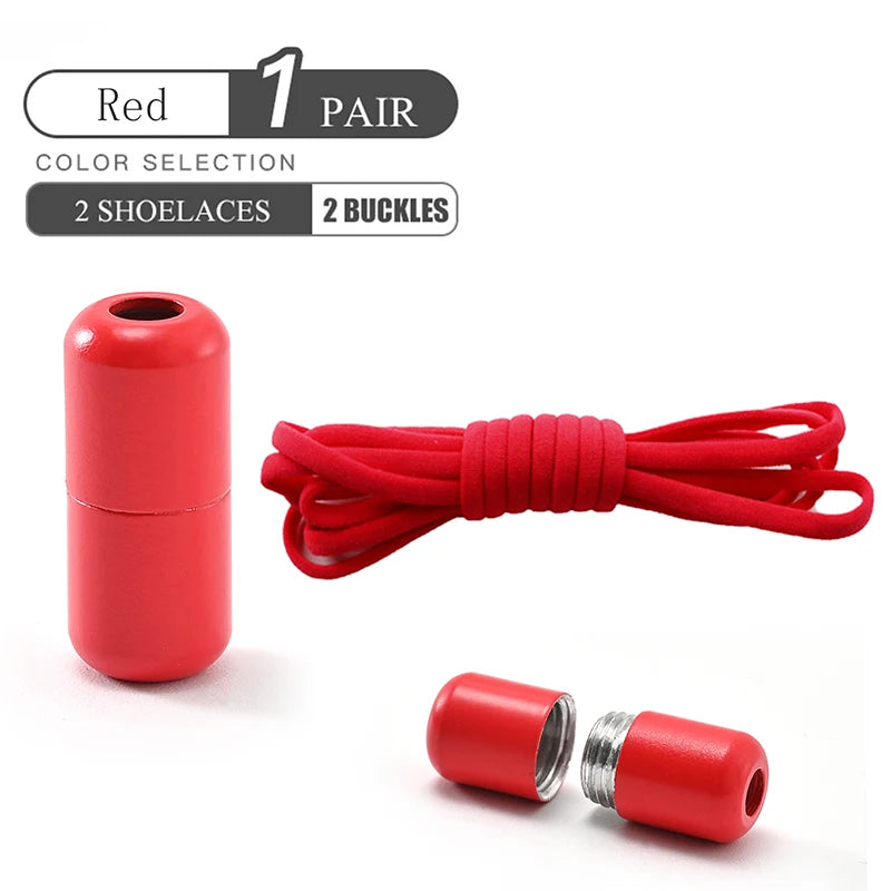 Elastic No Tie Shoelaces Semicircle Shoe Laces For Kids and Adult Sneakers Shoelace Quick Lazy Metal Lock Laces Shoe Strings Pi-Mart