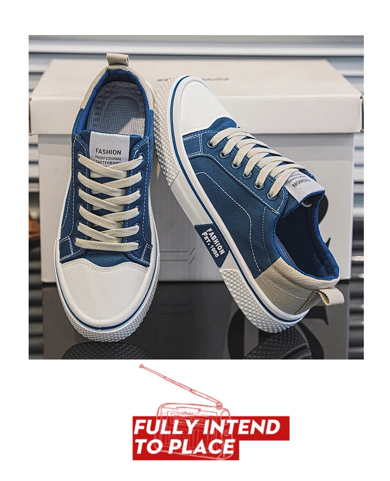 Canvas shoes four seasons men's casual shoes students flat shoes fashion soft-sole outdoor walking shoes youth Joker board shoes Pi-Mart