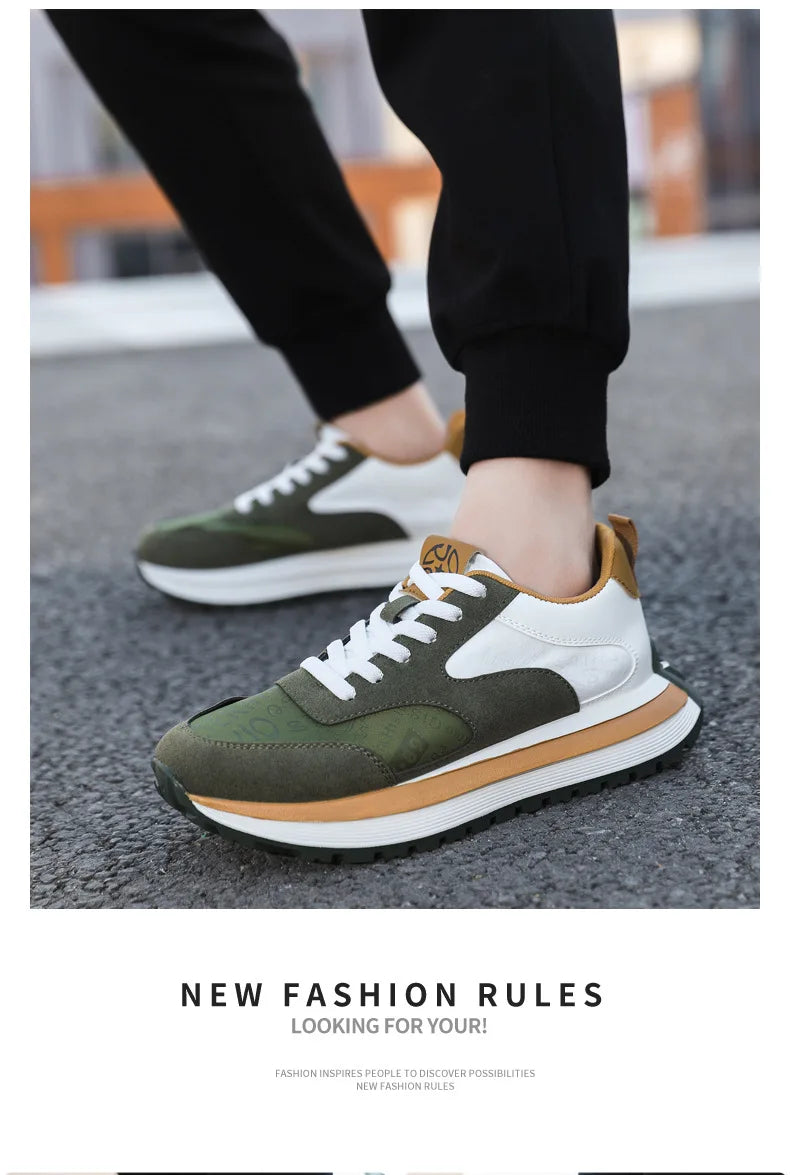 Men Shoes 2025 Spring Autumn New Fashion Comfortable Height Increase Casual Running Shoes Breathable Non Slip Platform Sneakers Pi-Mart