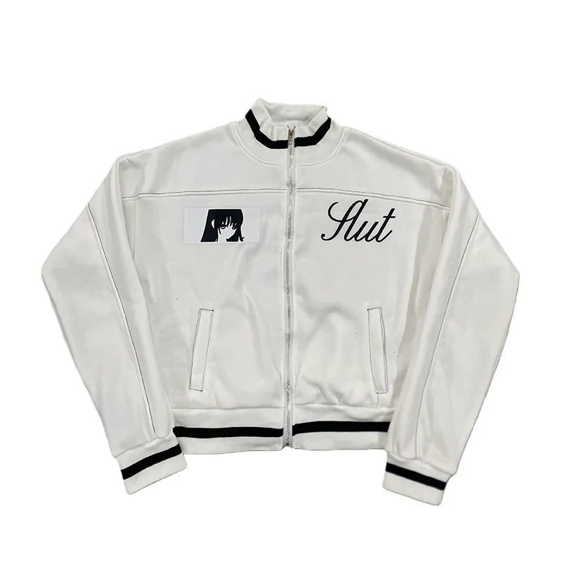 Korean Cartoon Long Sleeved Baseball Jacket for Girls Kawaii Street Jacket Personalized Zipper Cardigan Anime Autumn LadyShow.Store