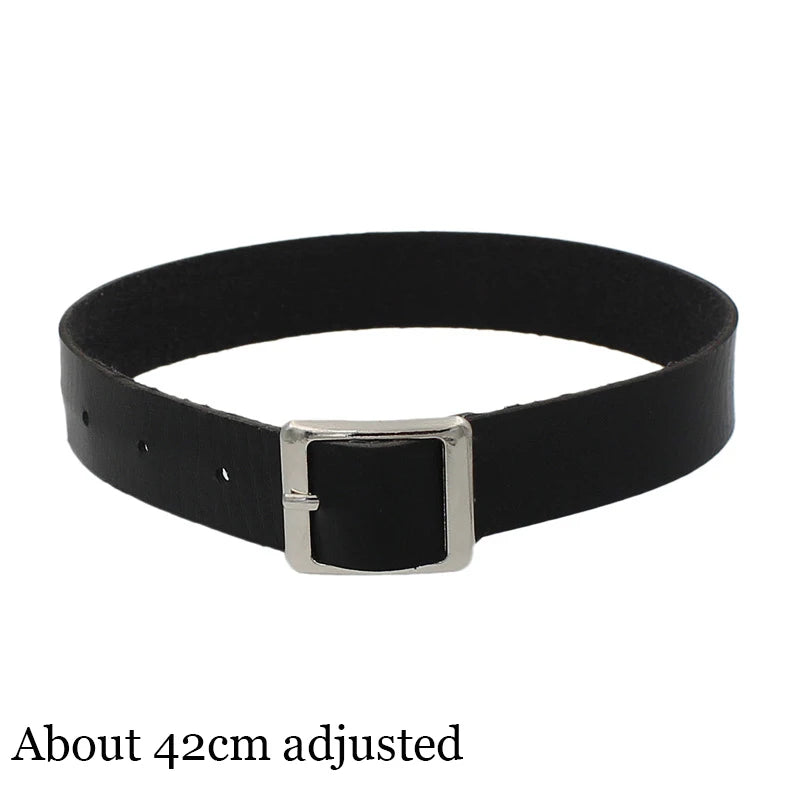 Black PU Leather Punk Choker Collar Necklace with Rivets Gothic Femme Jewelry for Party Club Sexy Goth Pendientes Pi-Mart