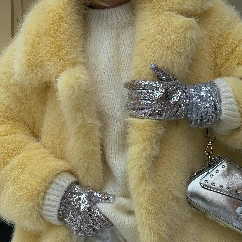 Neo Mint Women Winter 2024 High Quality Luxury Faux Fur Coat Thicken Warm Overcoat Outerwear Hot Girls Solid Long Fox Fur Jacket LadyShow.Store