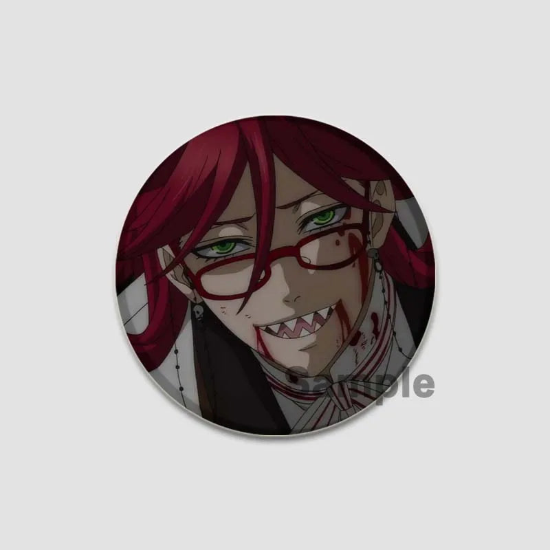 58MM Cartoon Comics Black Butler Creative DIY Badge Tinplate Plastic Pins Button Brooches for Backpack Accessories Jewelry Gifts Pi-Mart