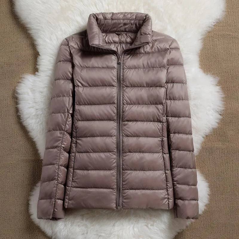 Light Down Coat Women Spring Jacket Fashion Short Ultra Lightweight Packable Puffer Coats Female Down Warm Slim Fit Parkas LadyShow.Store