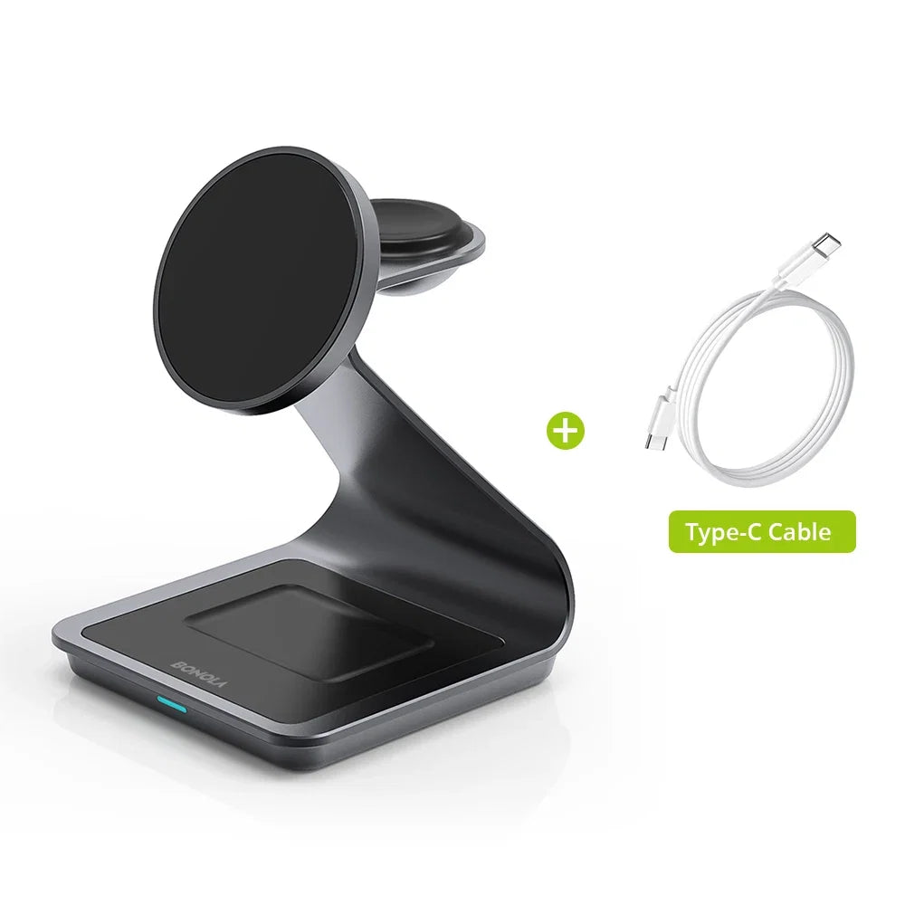 Bonola Magnetic 3 in 1 Wireless Charger for iPhone 17/16/15/13/14/12 30W Wireless Charging Station for Apple Watch/AirPods Pro LadyShow.Store