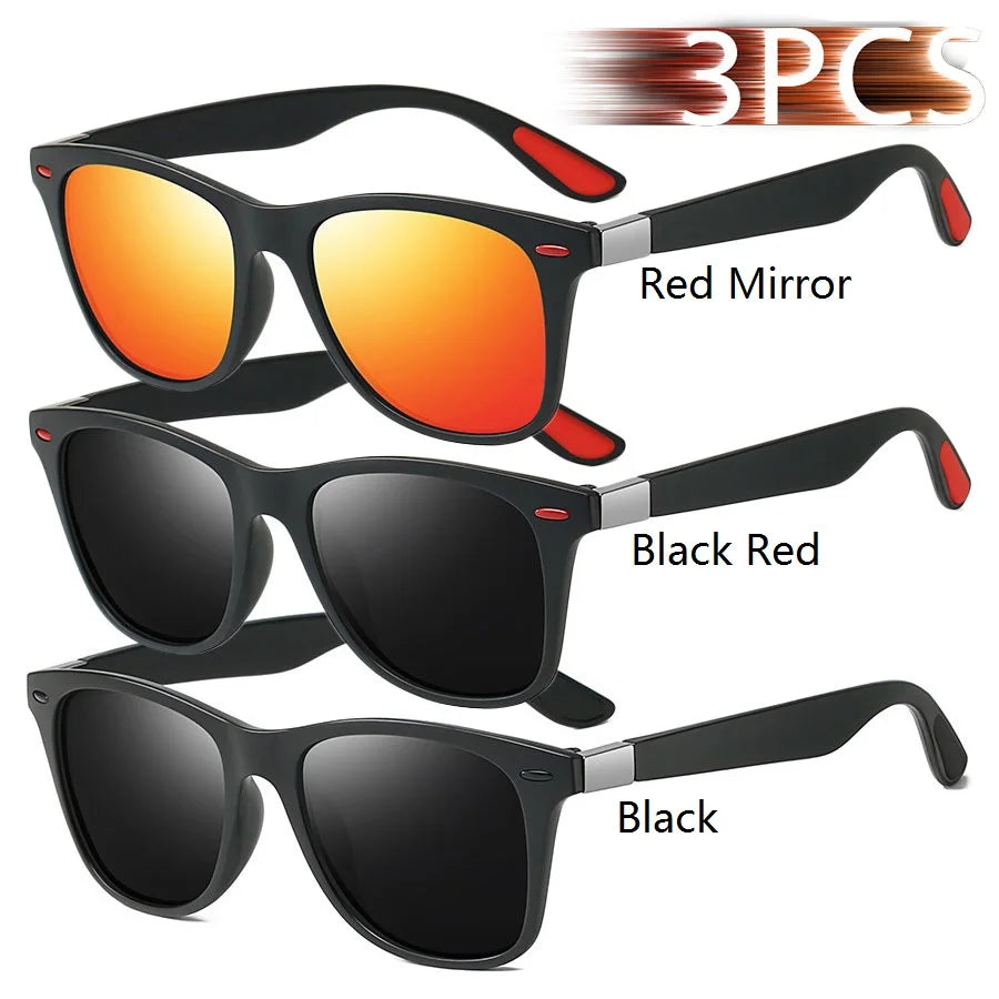 1-2-3PCS Fashion Vintage Square Unisex Driving Fishing Sunglasses Men Women Luxury Brand Designer Sun Glasses Anti-Glare Eyewear Pi-Mart