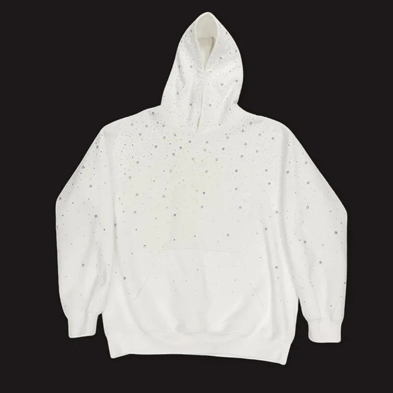 2025 Hooded Sports Pullover, Hot Stamping Diamond Couple Style Streetwear, INS Pi-Mart