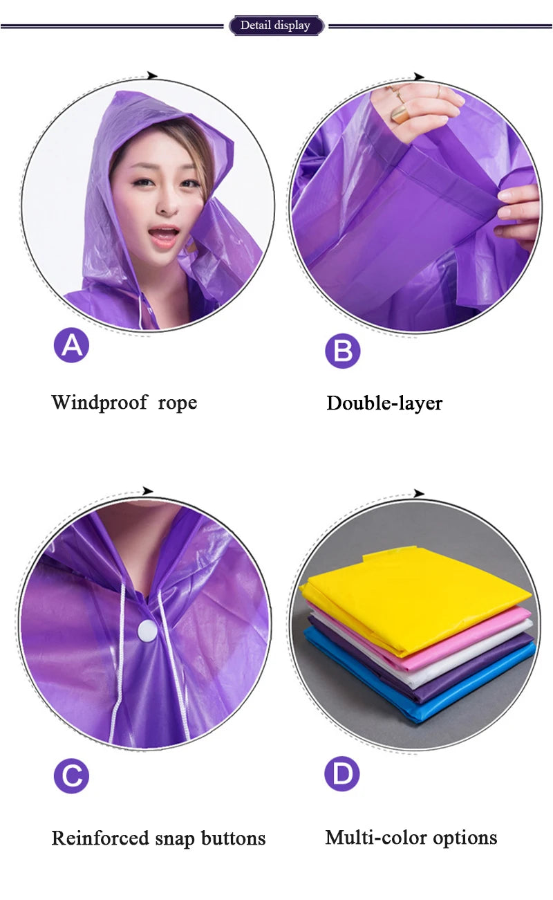 Raincoat Women Men Impermeable Thickened Waterproof Raincoat Tourism Outdoor Hiking Rain Poncho Raincoat Hooded Rain Coat Pi-Mart