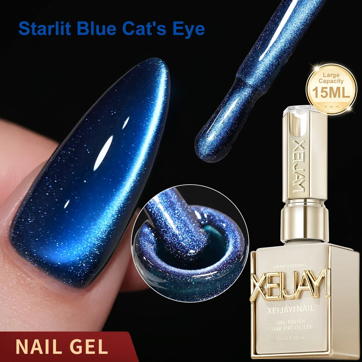 XEIJAYI 1pc 15ML Blue cat eye Nail Gel polish Semi Permanent Nail Art Soaking UV LED Nail Salon DIY Nail Salon Gel Tri Light Beauty