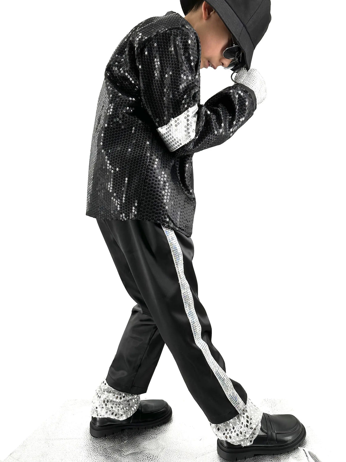Impersonator Michael Joseph Jackson Costumes Jacket Sequies Black Shining Jacket Pi-Mart
