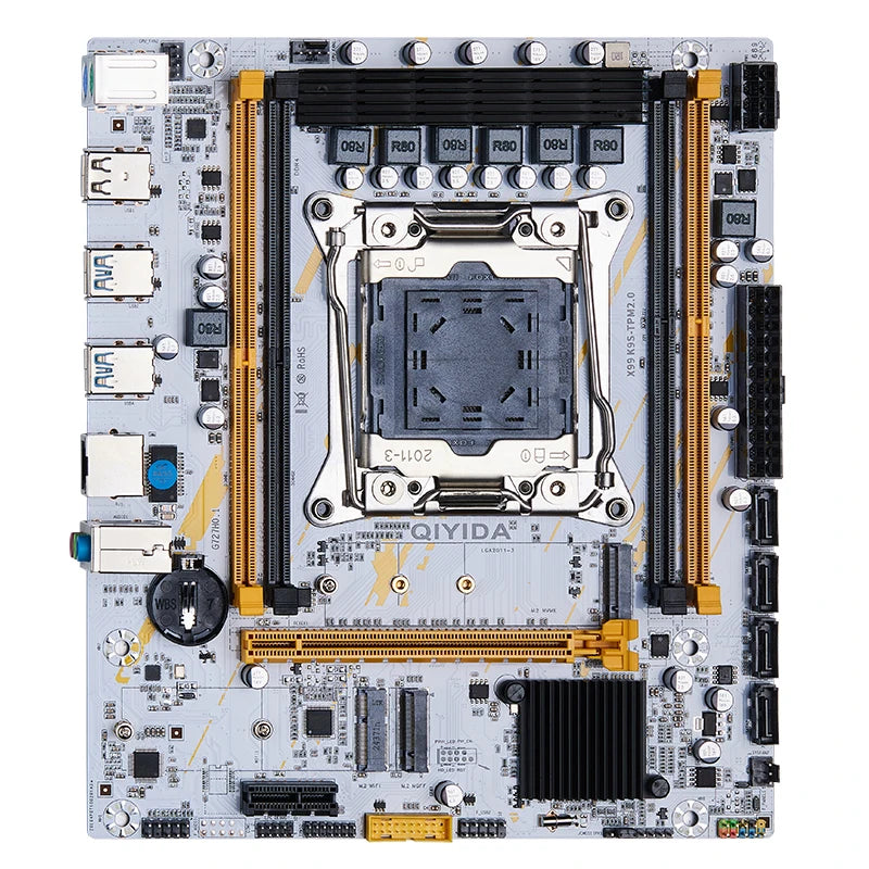 QIYIDA X99 Motherboard LGA2011-3 Slot SATA3.0 USB3.0 NVME M.2 NGFF WIFI Support DDR4 Memory and Xeon E5 V3 V4 Processor TPM14PIN Pi-Mart