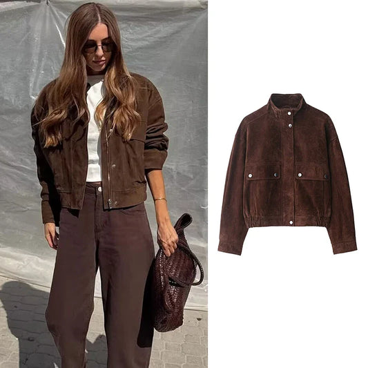 Women's Autumn Jackets 2025 New Fashion Big Pocket Elegant Women's Slim Warm Jackets Autumn Street Chic Young Student Coats LadyShow.Store