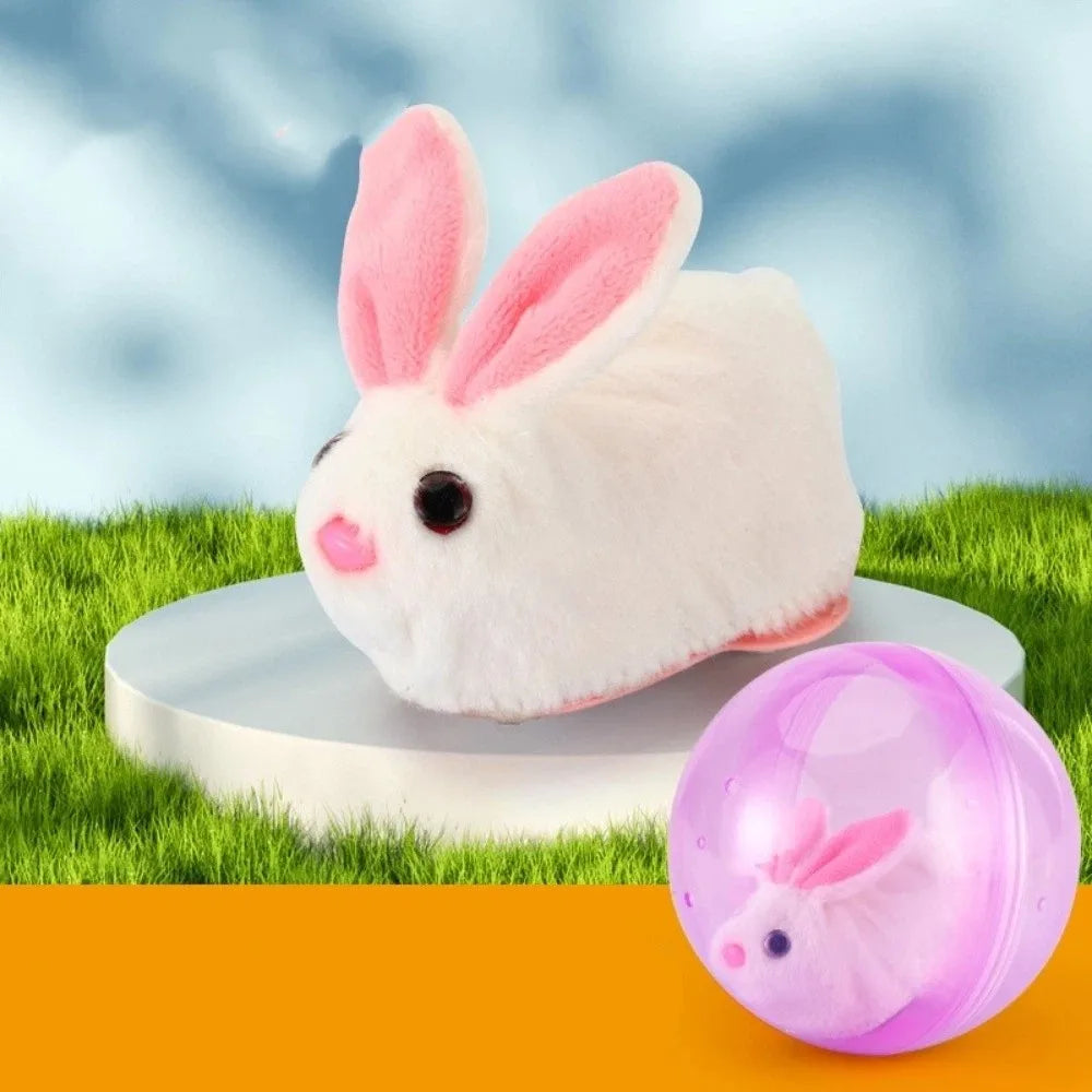 Transparent Cat Chasing Ball Built-in Plush Animal Plastic Interactive Cat Toy Realistic Rabbit Hamster Chasing Ball Pi-Mart