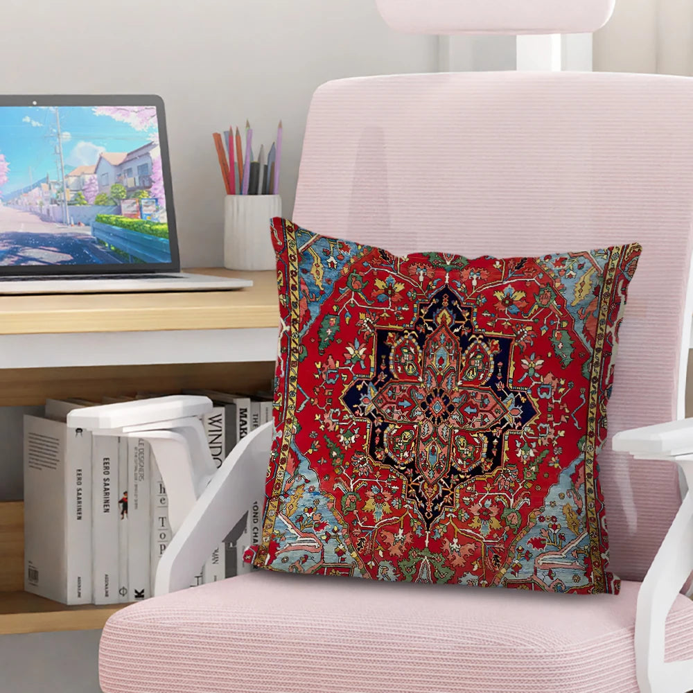 Persian Rug Pattern Pillowcase Living Room Sofa Cushion Cover Fashion Decorative Home Decor 45X45cm Two Sides Short Plush Pi-Mart
