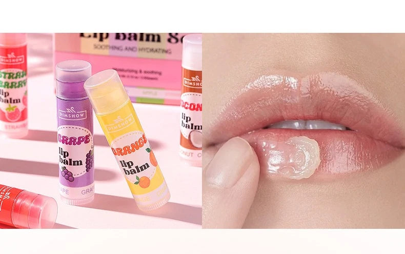 6 Kinds of Fruity Lip Balm Moisturizing Hydrating Long Lasting Lip Lotion Lightening Lip Lines Lips Mask Care Lips Lipstick Balm Pi-Mart