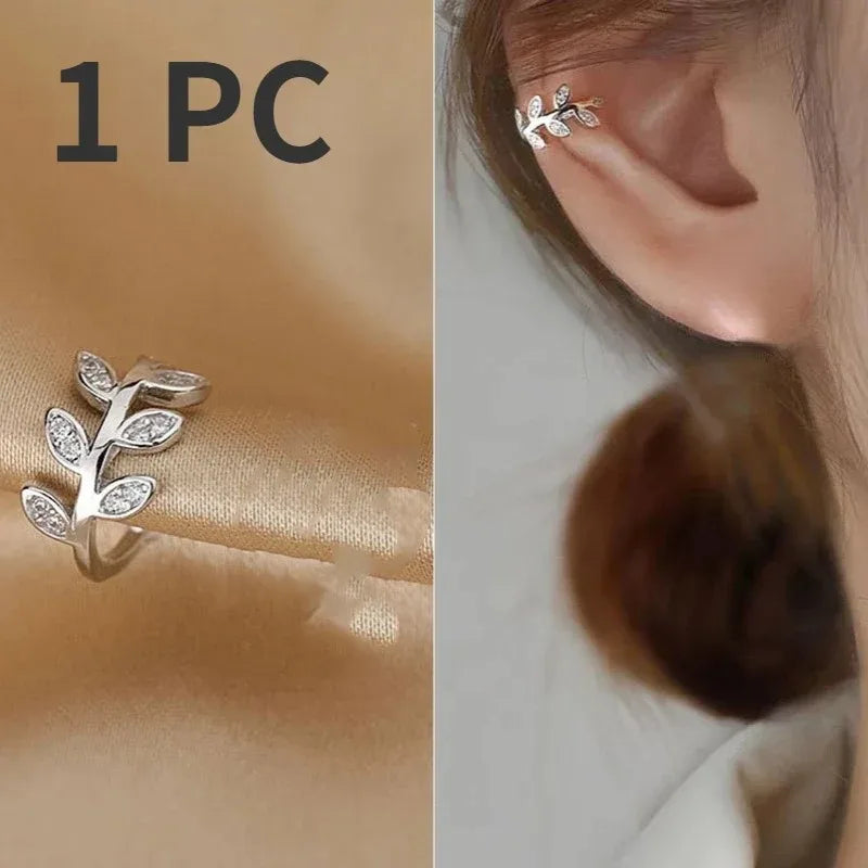 EVISPOL 1Pc Hot Sale Cute Metal Leaf Earcuff Clips On Earring for Women Fake Piercing Cartilage Earrings Ear Ring Without Hole Pi-Mart