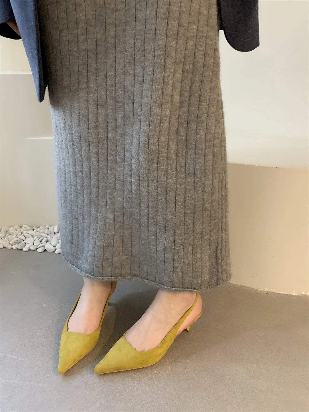 Bailamos Women Sandals Pointed Toe Elegant Low-heel Shoes Summer Fashion Slingback Woman Mules Shoes Pumps Dress Shoes Pi-Mart