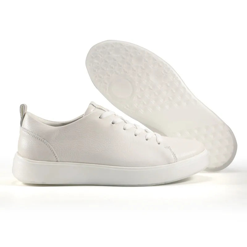 Men Casual Leather Shoes, Business Genuine Leather Shoes Men Thick-soled Sports White Versatile Board Shoes Pi-Mart