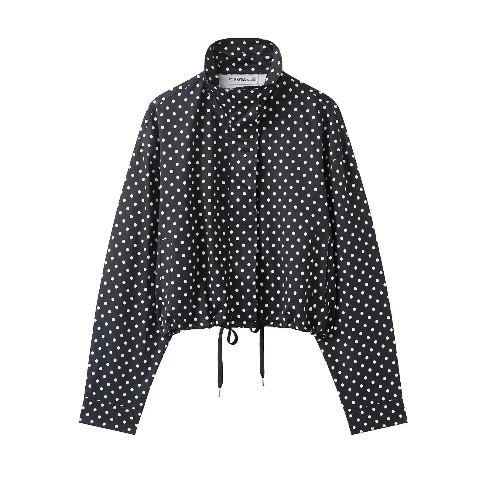 TARUXY Fashion Polka Dot Print Jacket Coat Women's Stand Collar Long Sleeved Workwear Coat Ins Hot Short Casual Female Jackets LadyShow.Store