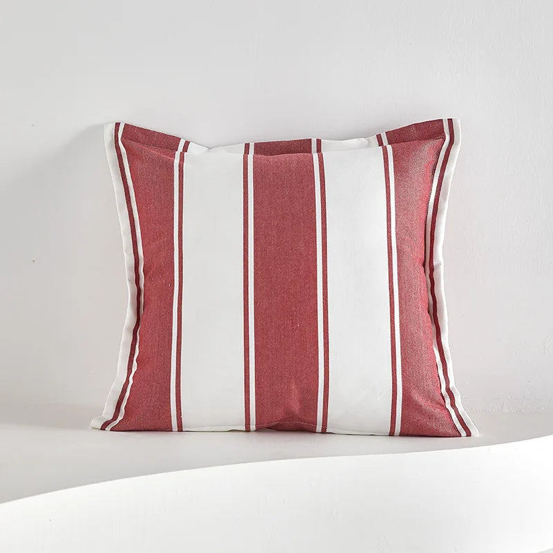 Classical Striped Cushion Cover 45x45cm Hawthorn Red Ivory Recycle Polyester Fabric Pillow Cover Indoor Outdoor Home Decoration Pi-Mart