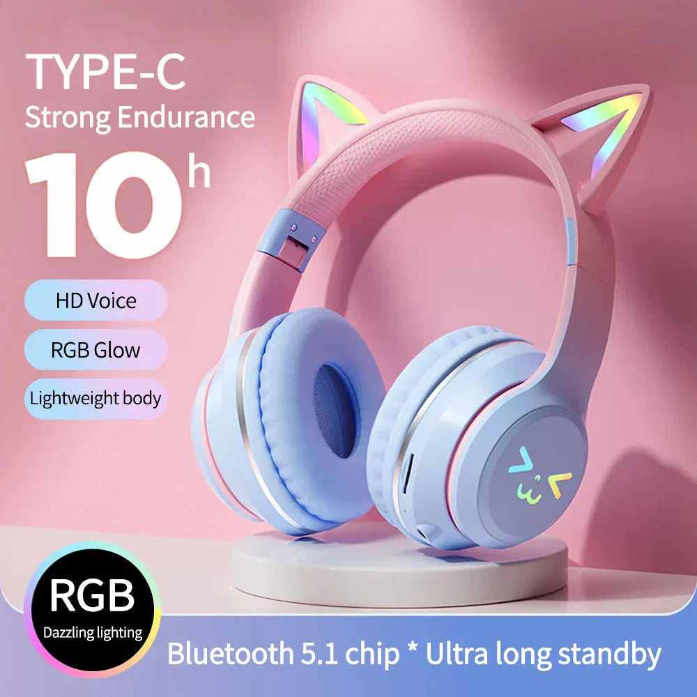 NNEOBA Cat Ear Wireless Bluetooth Headphone Blue LuxuryLifeWay Online Store