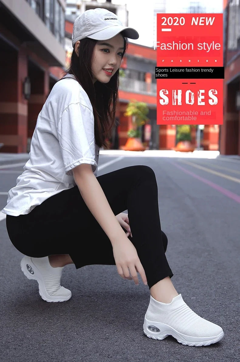 Women Sneakers Summer Fashion Black Sports Casual Shoes Breathable Mesh Lightweight Air Cushion Non-Slip Running Shoe Zapatillas Pi-Mart
