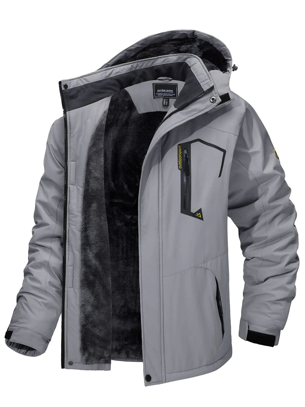 TACVASEN Fleece Lining Mountain Jackets Mens Hiking Jackets Outdoor Removable Hooded Coats Ski Snowboard Parka Winter Outwear Pi-Mart