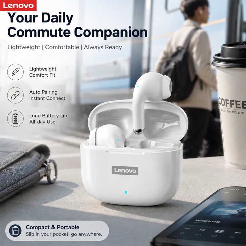 Lenovo LP40 Pro TWS Bluetooth 5.4 Wireless Headphones HiFi Stereo Earphones Gaming Sports Touch Control HD Call With Mic Earbuds Pi-Mart