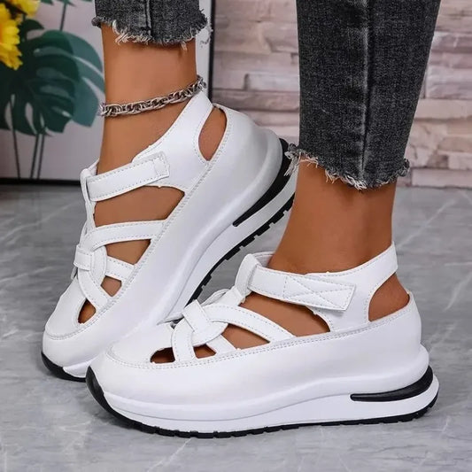 Casual Hollow out Flat Sandals Women's Summer New Style Thin Platform Thick Bottom Heightening Shoes Rubber Sole Ladies Sandals LadyShow.Store