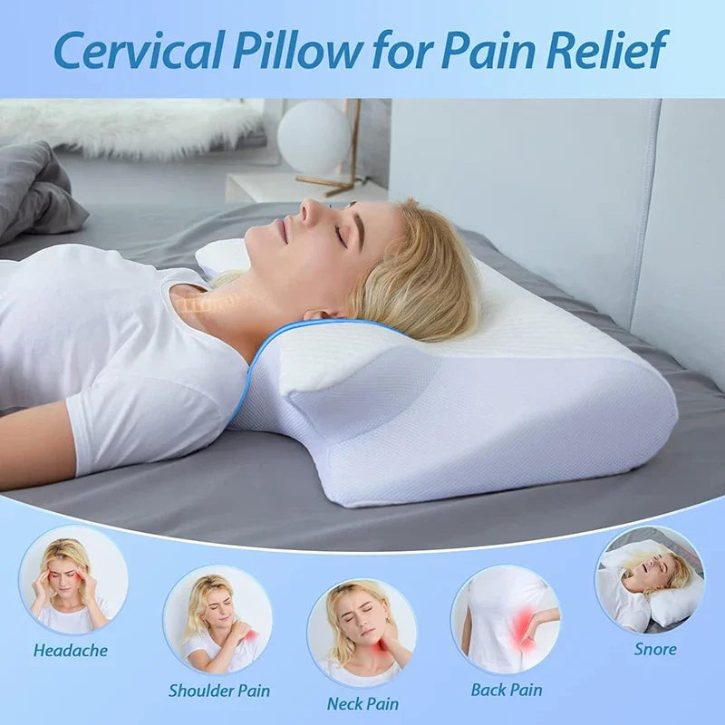 Sleep Memory Pillow Butterfly Memory Foam Neck Pillows Contoured Sleep For Neck Pain Relief Stomach Support Comfortable Pillow Pi-Mart