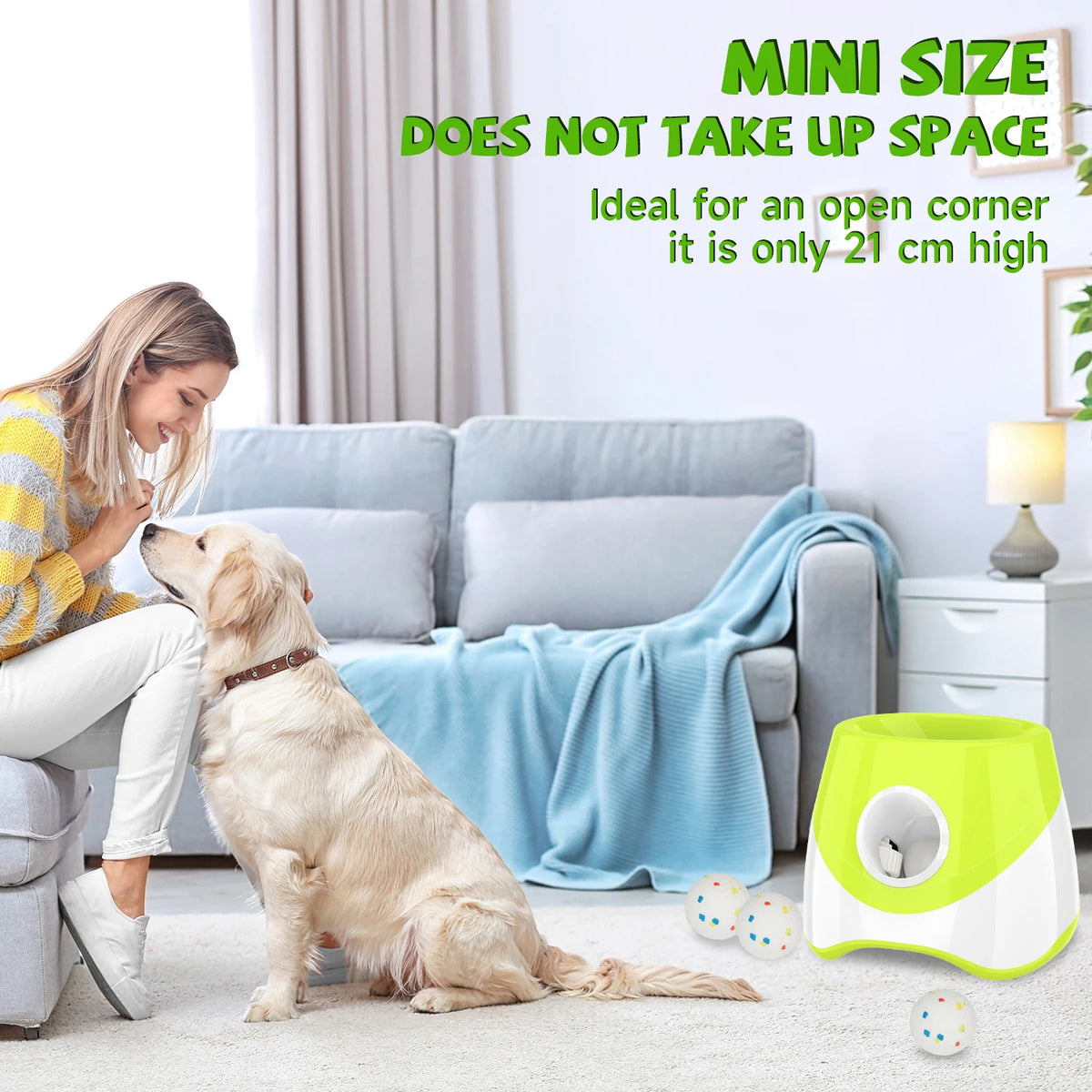 Mini Automatic Dog Ball Launcher 3m/6m/9m,USB Charging Interactive Pet Toy with 3 Tennis Balls for Puppy Indoor Outdoor Exercise Pi-Mart