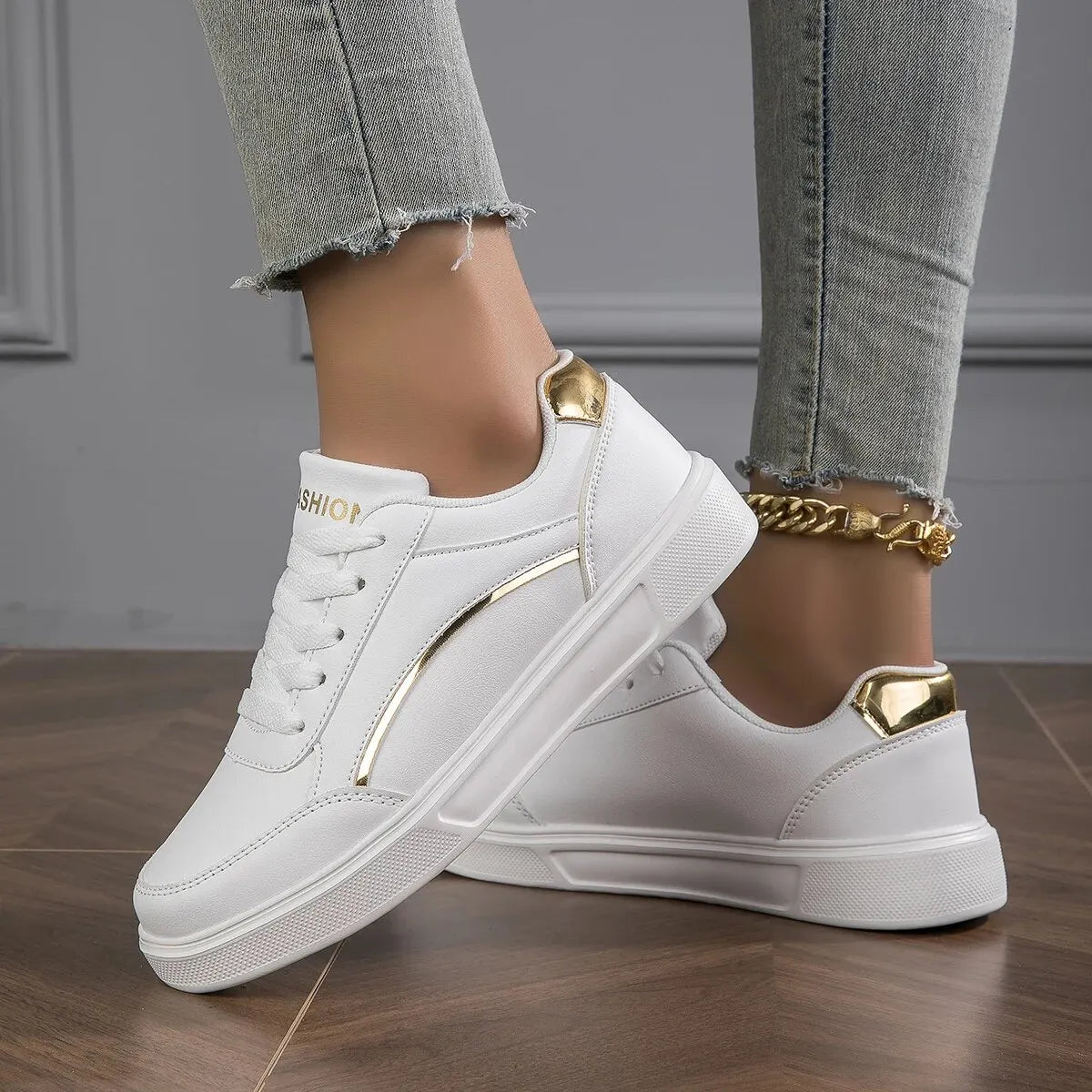 Baasploa Women Casual Sneakers Leather Platform Sneakers for Women Classics Comfort Skateboarding Shoes Non-Slip LadyShow.Store