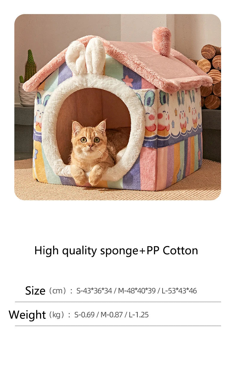 Foldable Dog House Kennel Bed Mat For Small Medium Dogs Cats Winter Warm Cat Bed Nest Pet Products Basket Pets Puppy Cave Sofa Pi-Mart