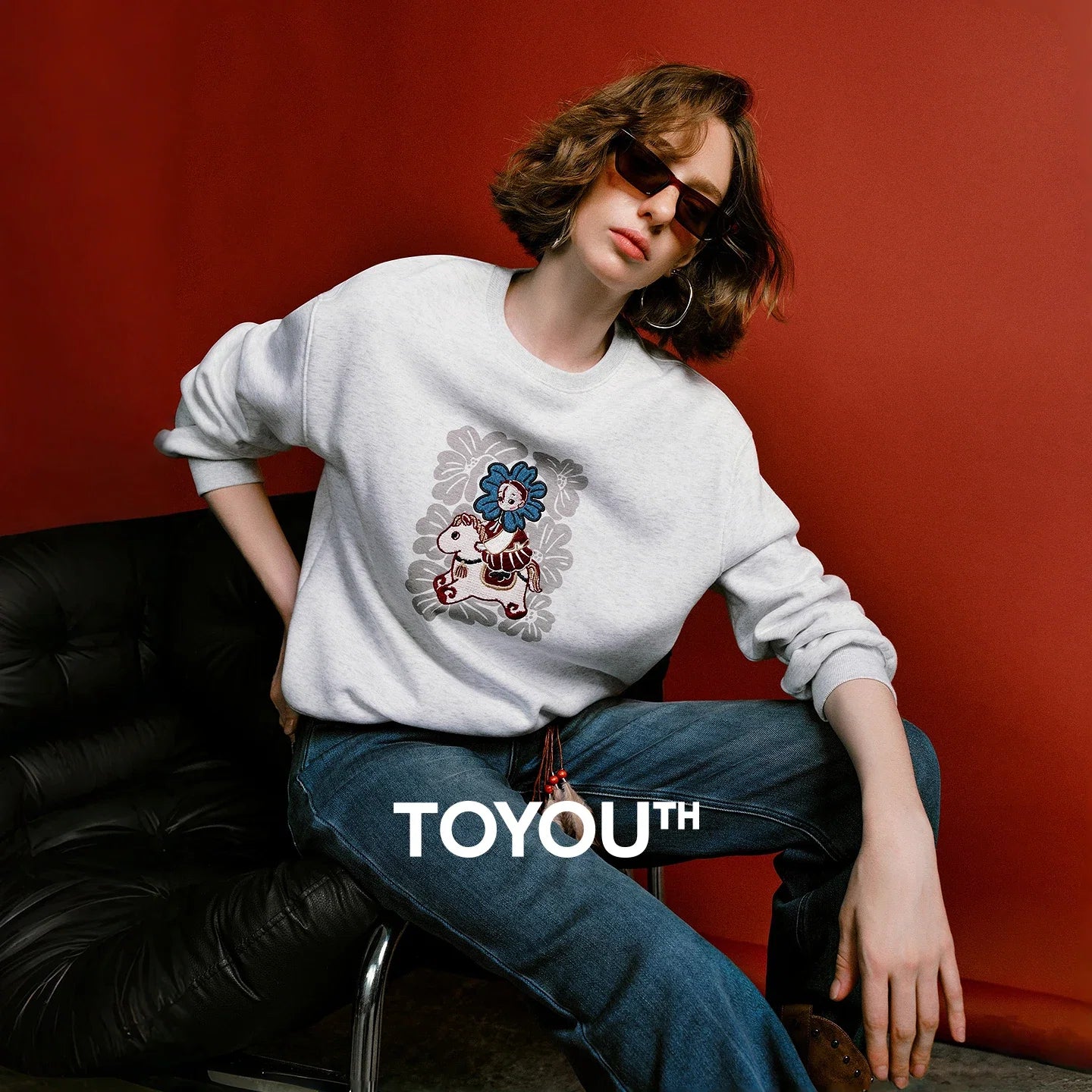 TOYOUTH Mengzhu Daji New Year Co-branded Hoodie for Women 2025 Winter New Pellet Fleece Velvet Loose Year of the Horse Top LadyShow.Store