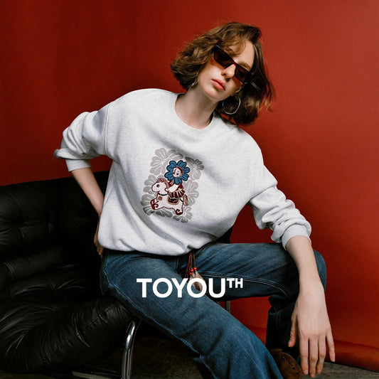 TOYOUTH Mengzhu Daji New Year Co-branded Hoodie for Women 2025 Winter New Pellet Fleece Velvet Loose Year of the Horse Top LadyShow.Store
