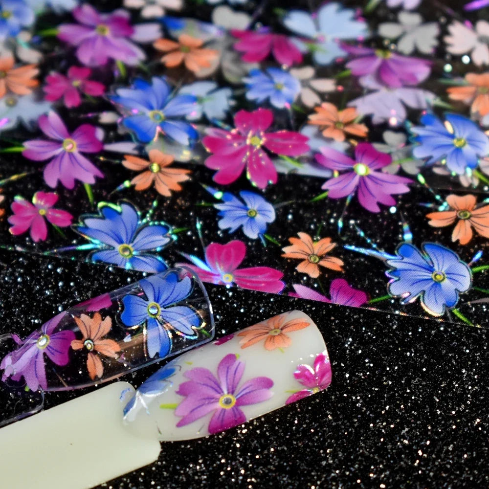 More Than 250 Design Beautiful Designed Nail Art Product Nail Glue transfer Foil Beautiful Flower Purple Orange Tri Light Beauty