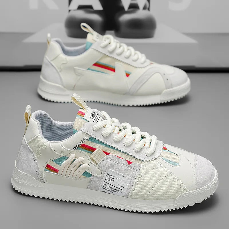 Large Size Men's White Sneakers Autumn Comfortable Non Slip Running Shoes Luxury Soft Sole Fashion Lace Up Outdoor Casual Shoes Pi-Mart
