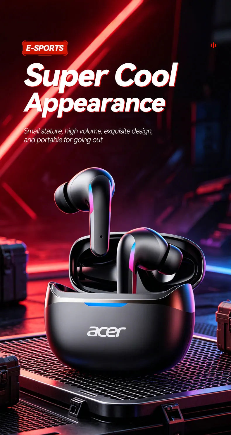Acer Ohr829 Wireless Headphones Bluetooth 6.0 Low-Latency Gaming Headphones Enc Call Noise Reduction Surround Stereo Sound Comfortable to Wear Long Battery Life Compatible with Mobile Phones and Tablets Pi-Mart