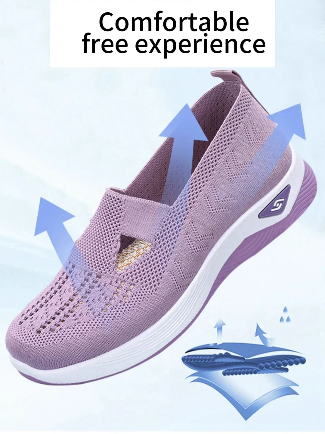 Women's shoes Solid Color Breathable Sneakers, casual sneaker women's summer sneakers, Low-top Knitted Casual Shoes Mom Shoes LadyShow.Store