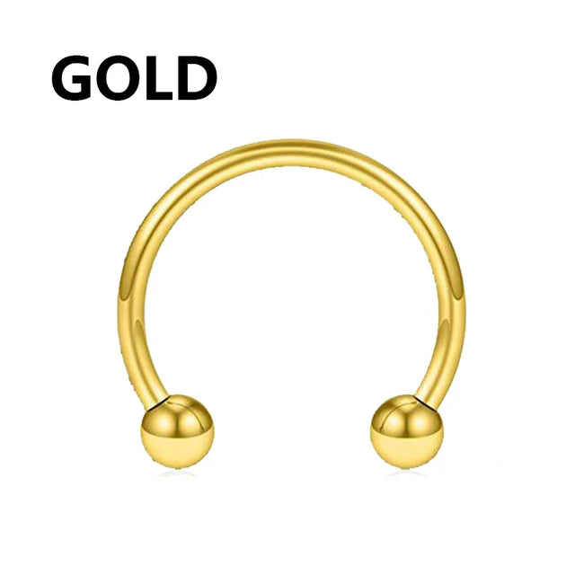 1PC metal Horseshoe Fake Nose Ring C Clip Septum Lip stainless steel Real Piercing Nose Rings Hoop For Women Men Jewelry Pi-Mart