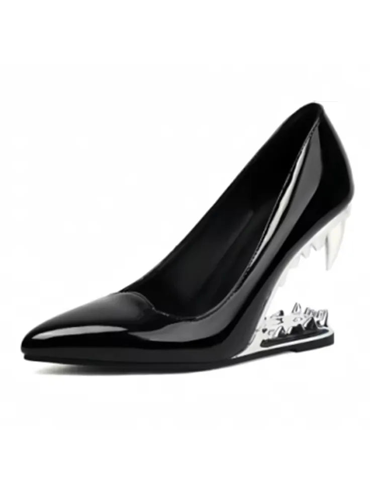 2026 Summer New Metal Tiger Teeth Single Shoes, High Heels, Fashion Show, Women's Wear, Size 44 Women's Sandals LadyShow.Store