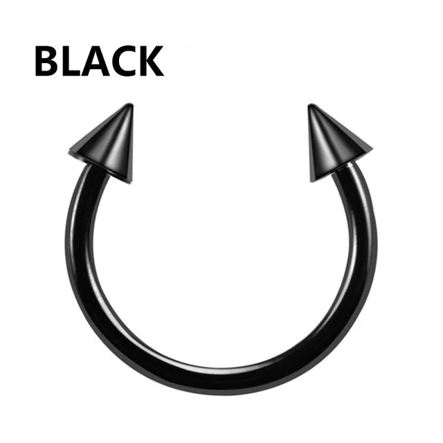 1PC metal Horseshoe Fake Nose Ring C Clip Septum Lip stainless steel Real Piercing Nose Rings Hoop For Women Men Jewelry Pi-Mart