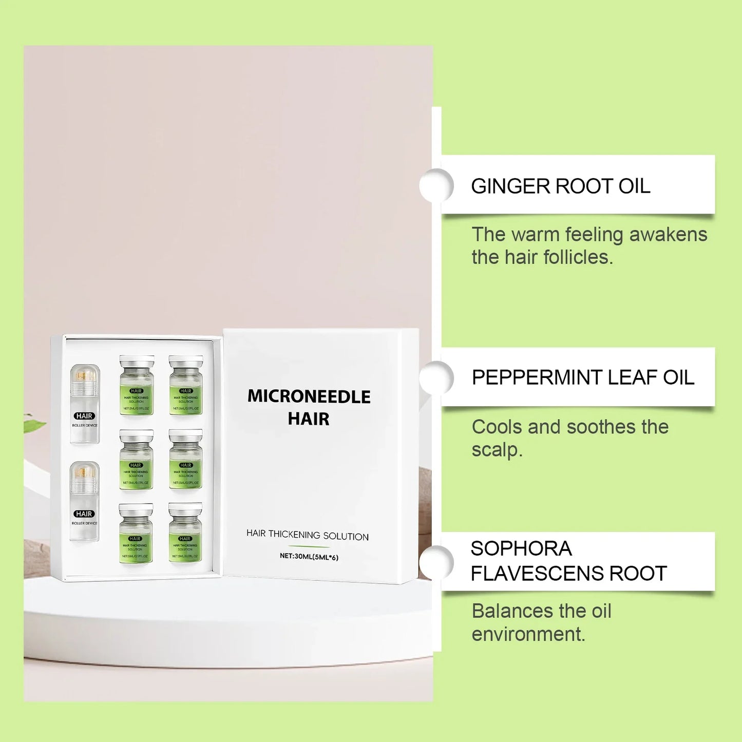 Anti-Hair Loss Scalp Care Roller Serum Kit Nourishes Roots Strengthens Hair Prevents Baldness Daily Care Pi-Mart