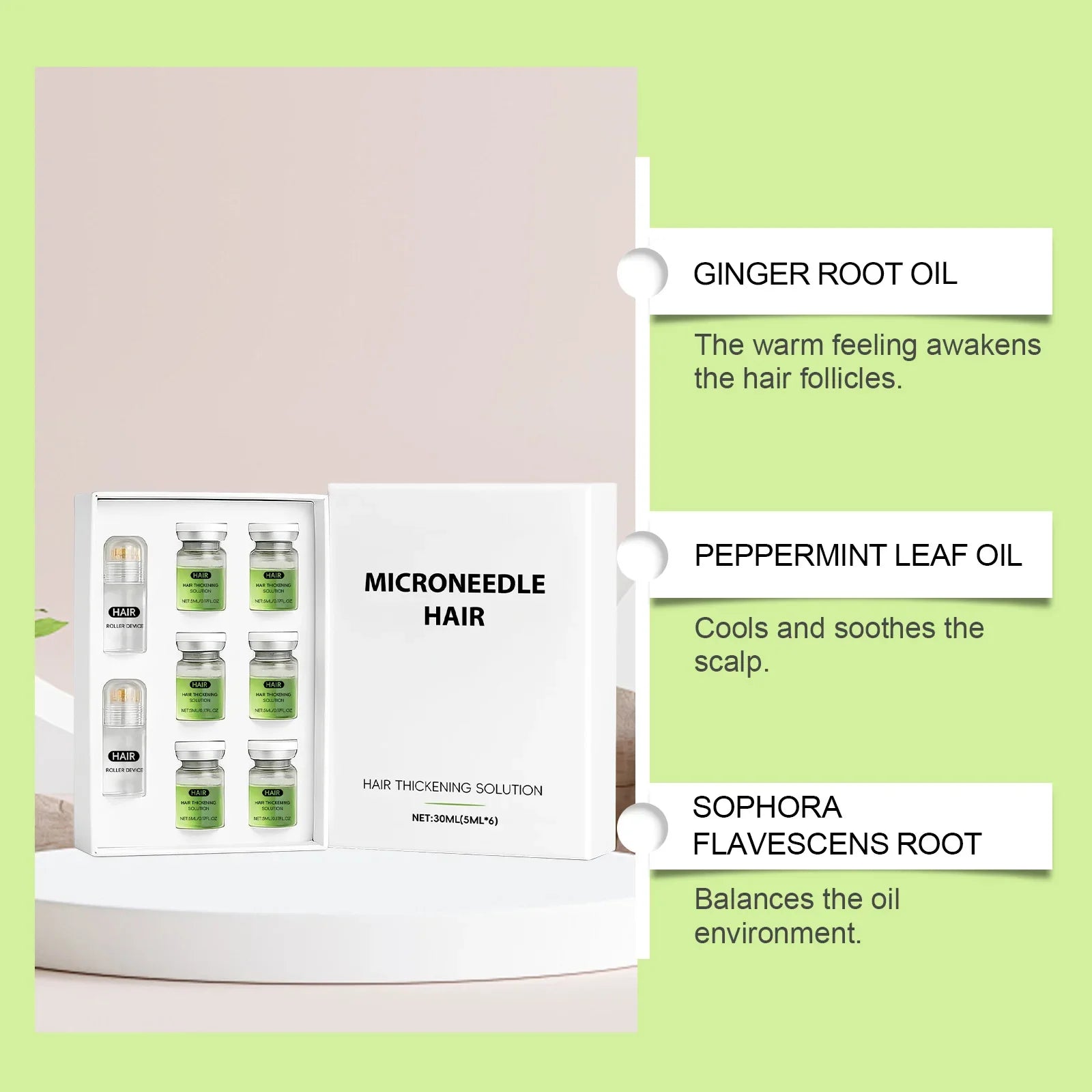 Anti-Hair Loss Scalp Care Roller Serum Kit Nourishes Roots Strengthens Hair Prevents Baldness Daily Care Pi-Mart