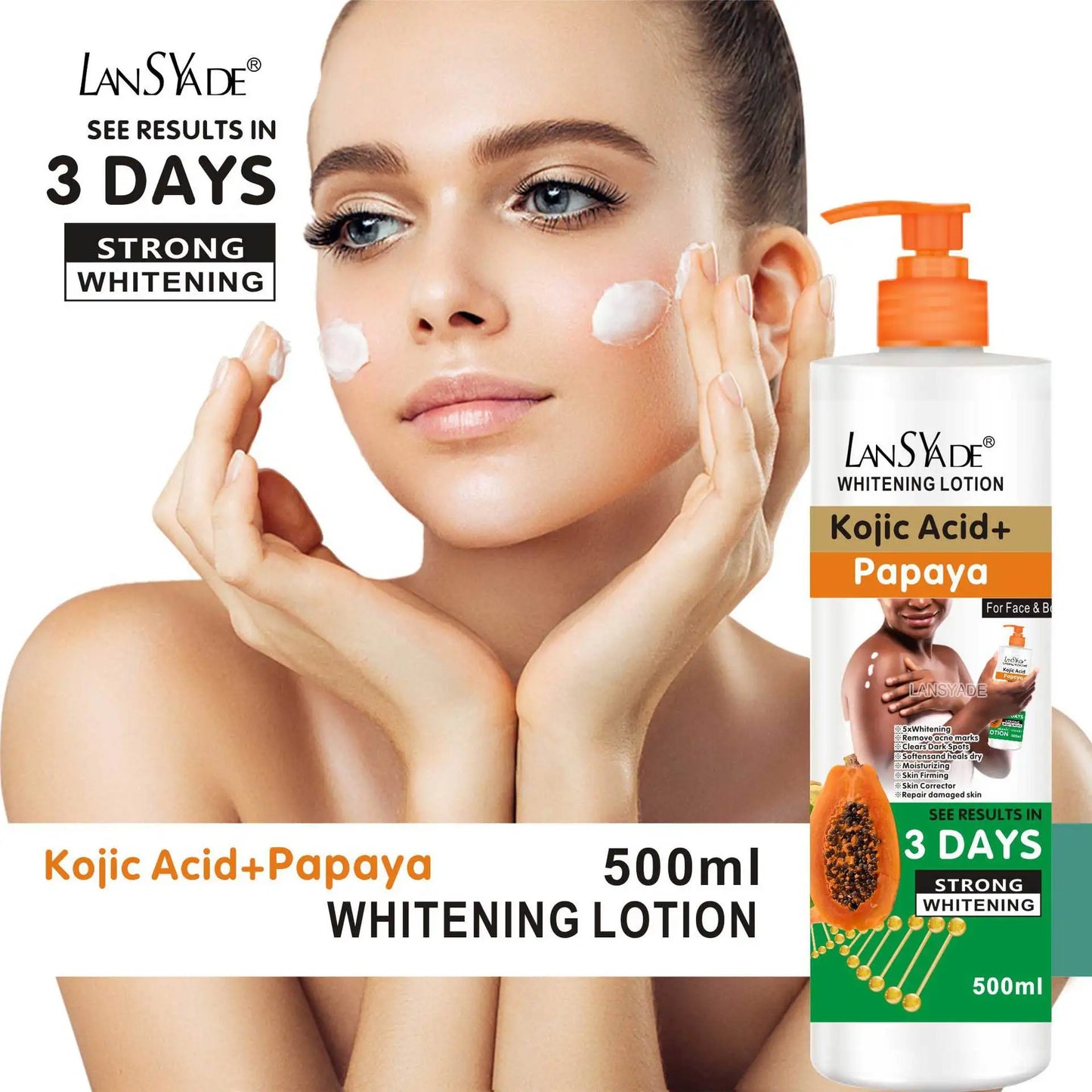 500ml Papaya Body Lotion Moisturizes The Body Skin Massage Essence, Making The Skin Smooth and Improving Roughness Pi-Mart