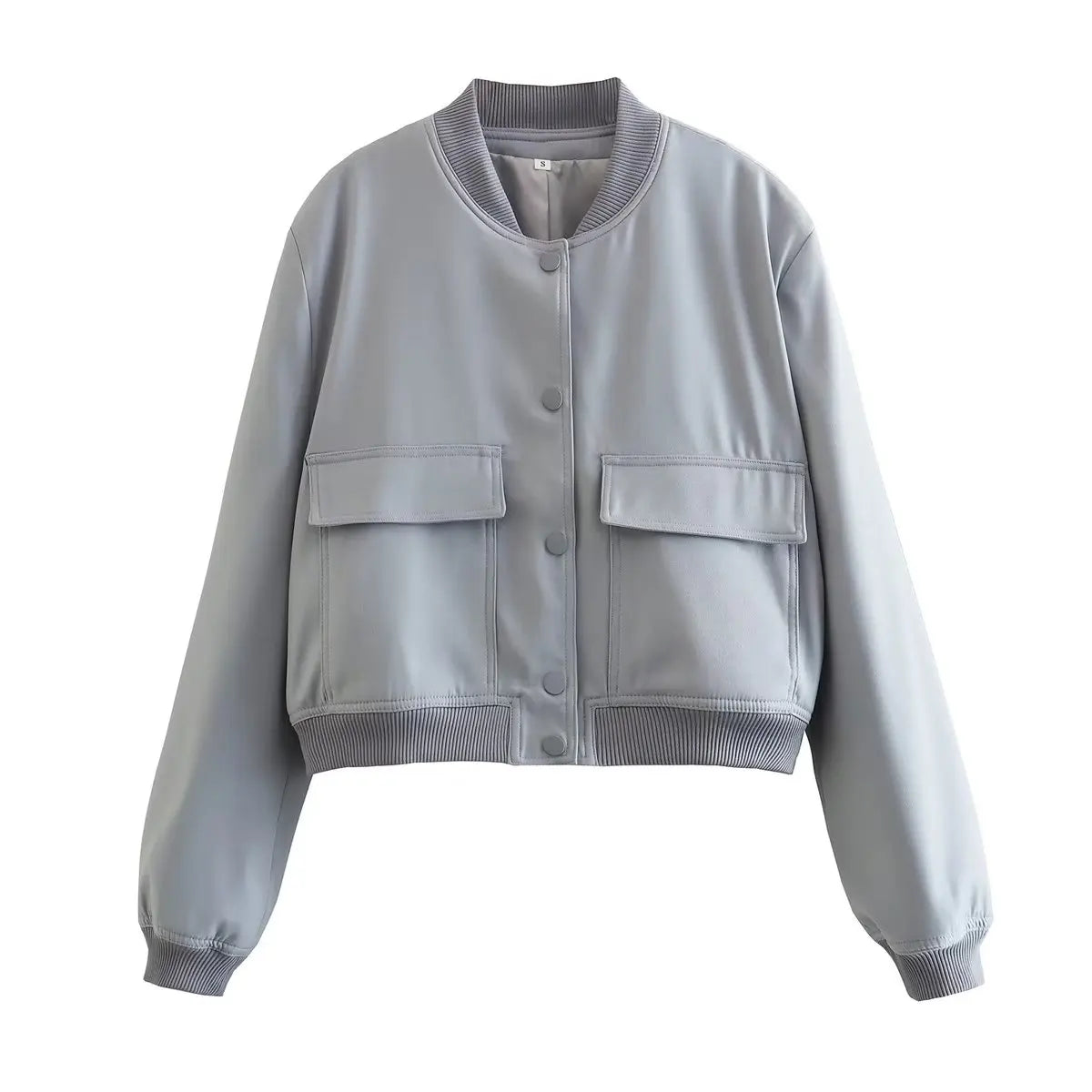 Willshela Women Fashion Solid Bomber Jackets Coat With Pockets V-Neck Single Breasted Long Sleeves Female Chic Lady Outfits LadyShow.Store