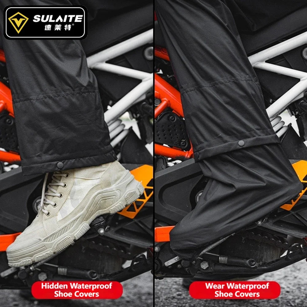 SULAITE Rain Suit Motorcycle Rain Gear Suit for Men & Women Jackets & Pants Reflective Waterproof Breathable Rainsuit LadyShow.Store