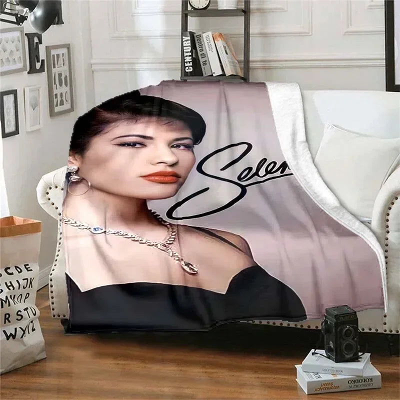 Selena Quintanilla Vintage Blanket Art Flannel Soft Warm Plush Blanket for Sofa Bed Bedroom Living Room Travel Picnic Blanket Pi-Mart